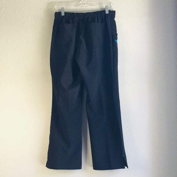 Black scrub pants size Small ‘Med Couture’ quick dry stretchy pockets - Picture 3 of 7